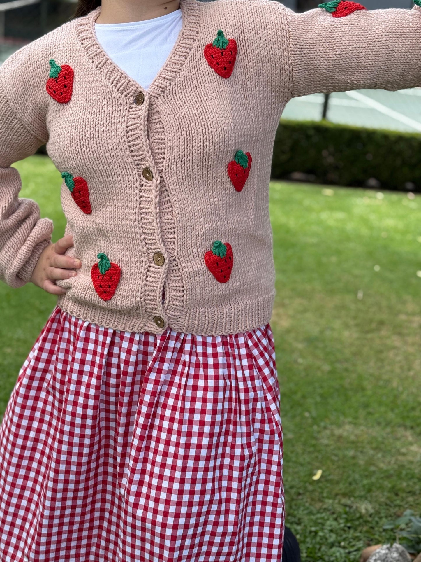 Strawberry Cardigan,Handmade Cardigan,Trendy Cardigan,Gift for Girlfriend Wife,Birthday Gift,Fashion Cardigan