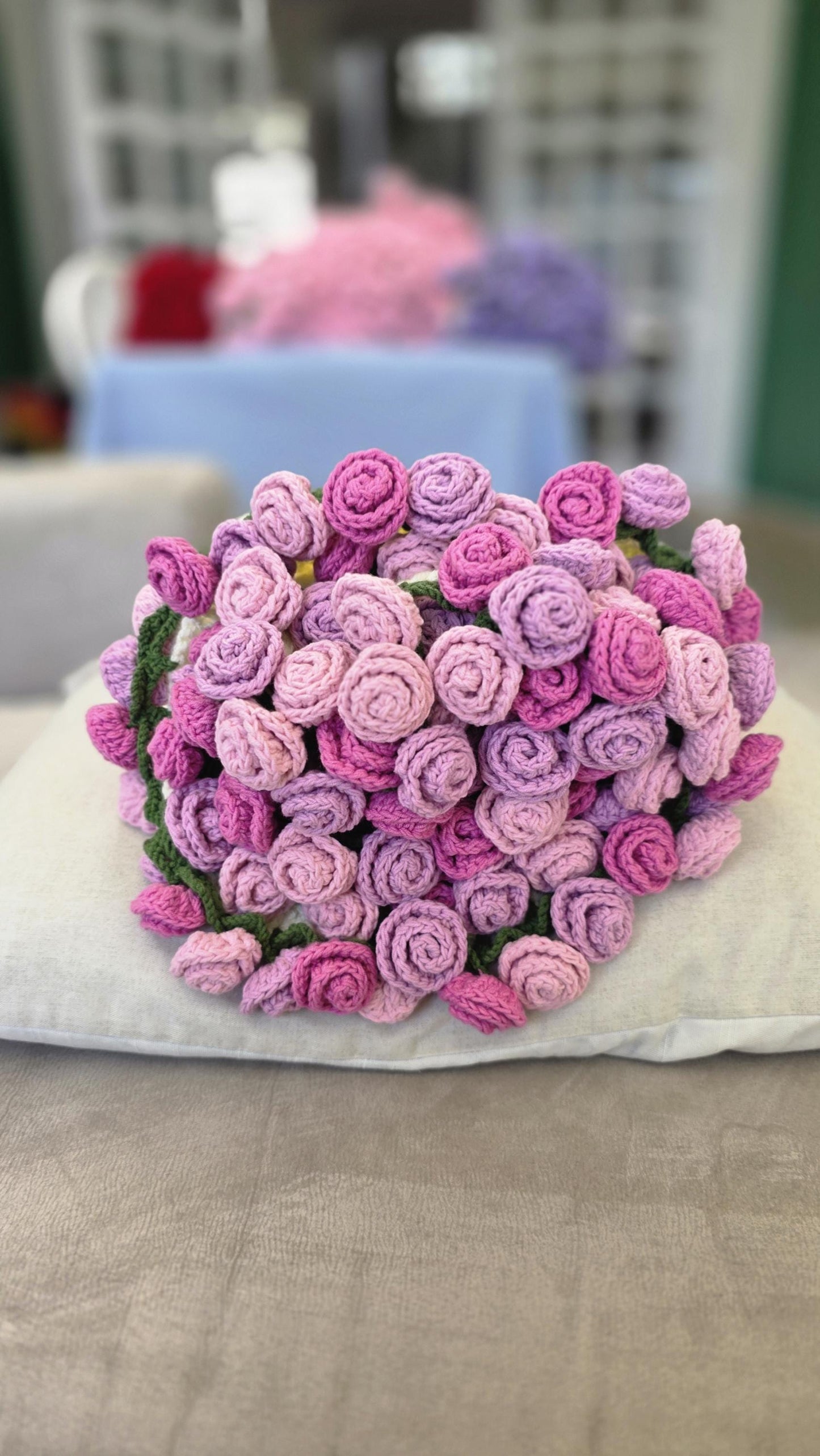 Handmade crochet bouquet throw – South African seller