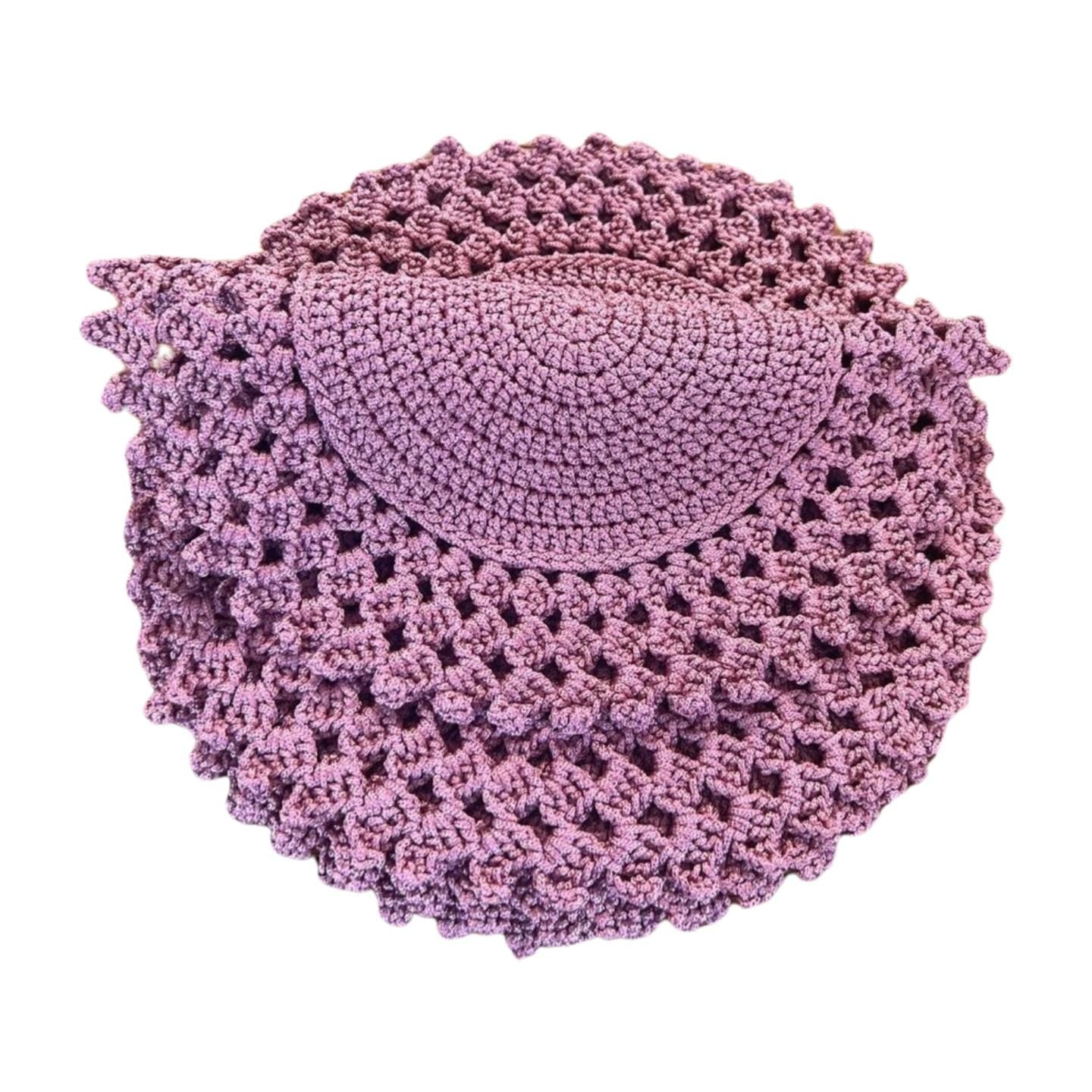 Handmade Crochet Round Placemats,Elegant Lacy Edge Table Decor,Purple Doily Set,Boho Dining Accent Set of 6