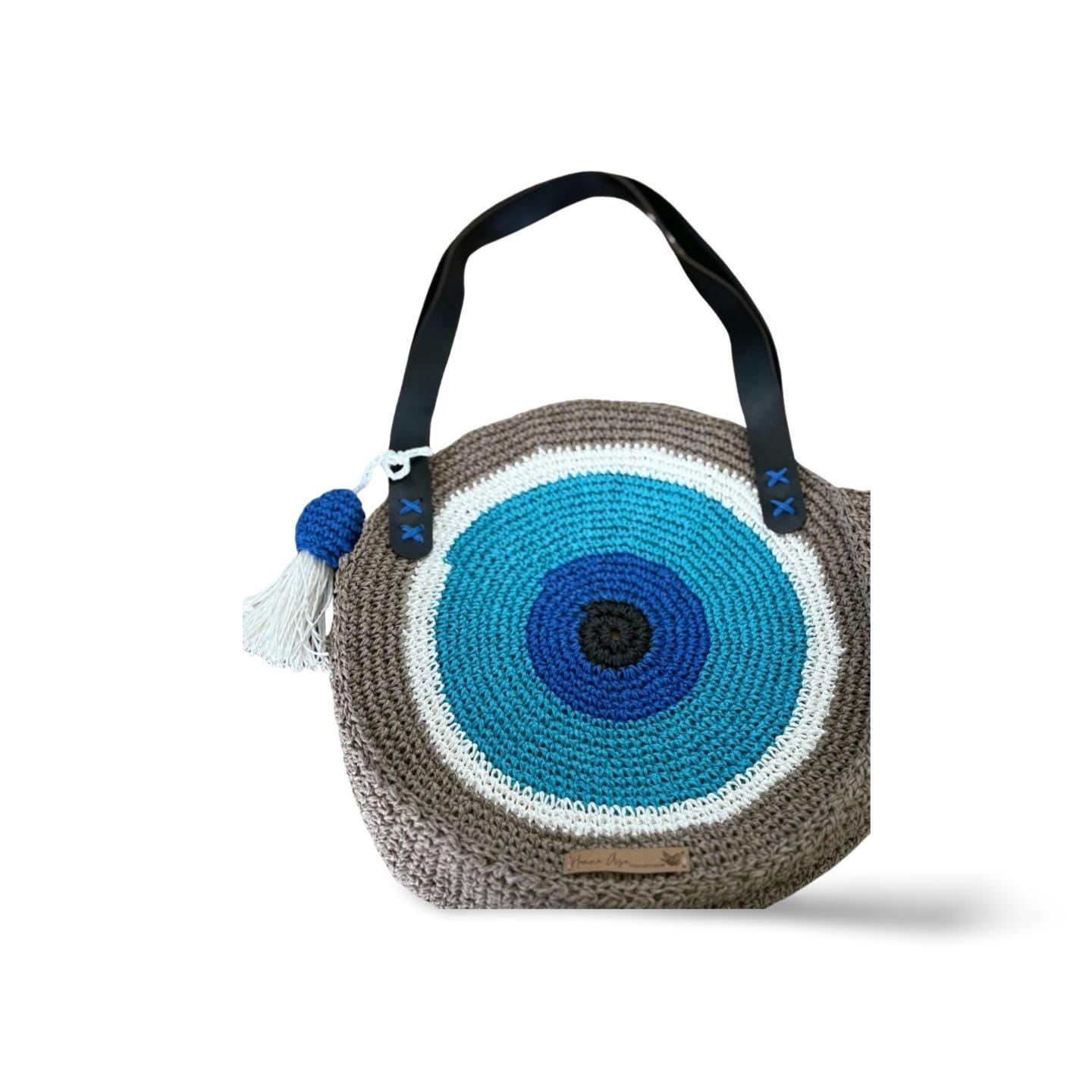 Handmade Crochet Evil Eye Shoulder Bag – Boho Style, Unique Gift for Her,Boho Nazar Protection Tote