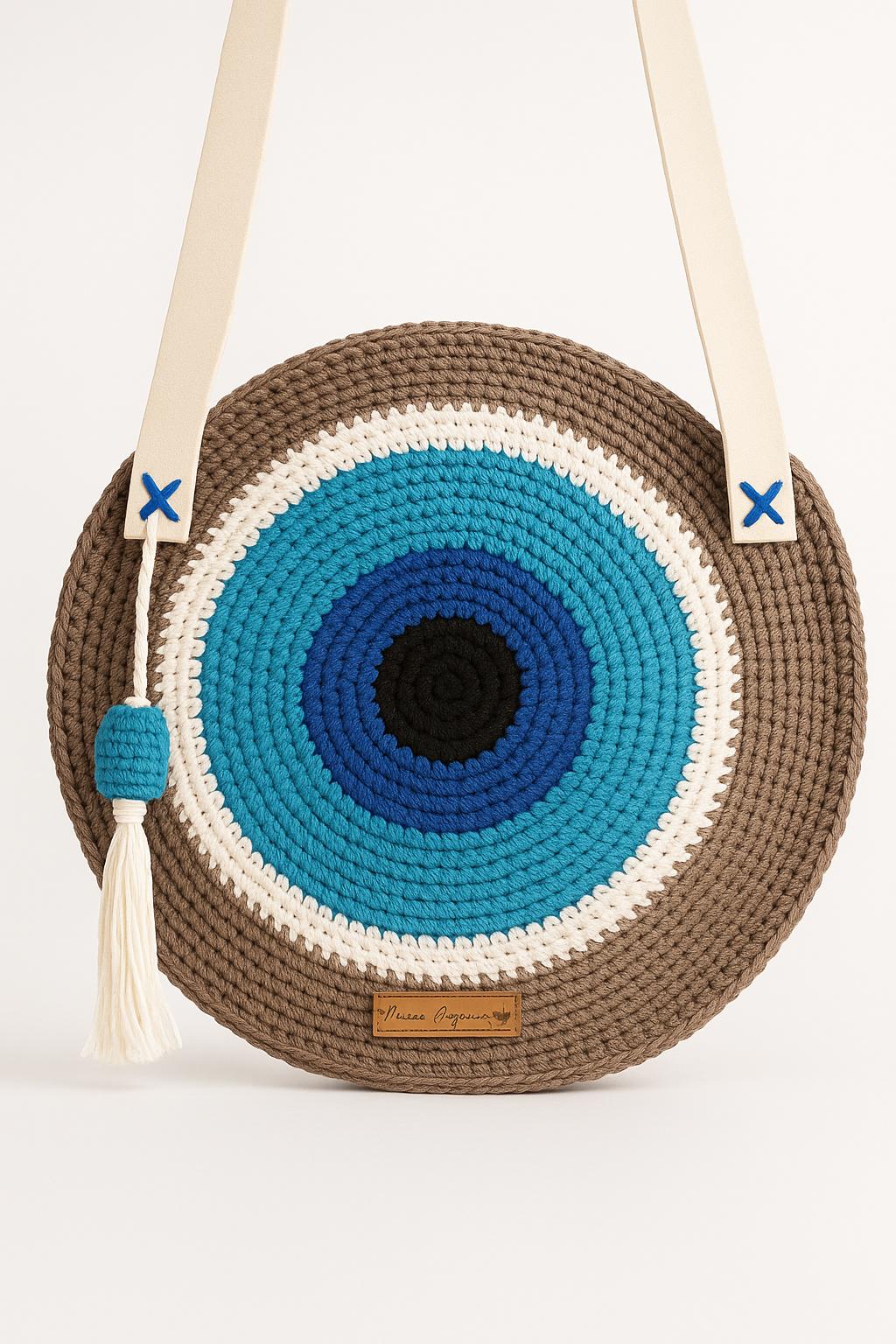 Handmade Crochet Evil Eye Shoulder Bag – Boho Style, Unique Gift for Her,Boho Nazar Protection Tote
