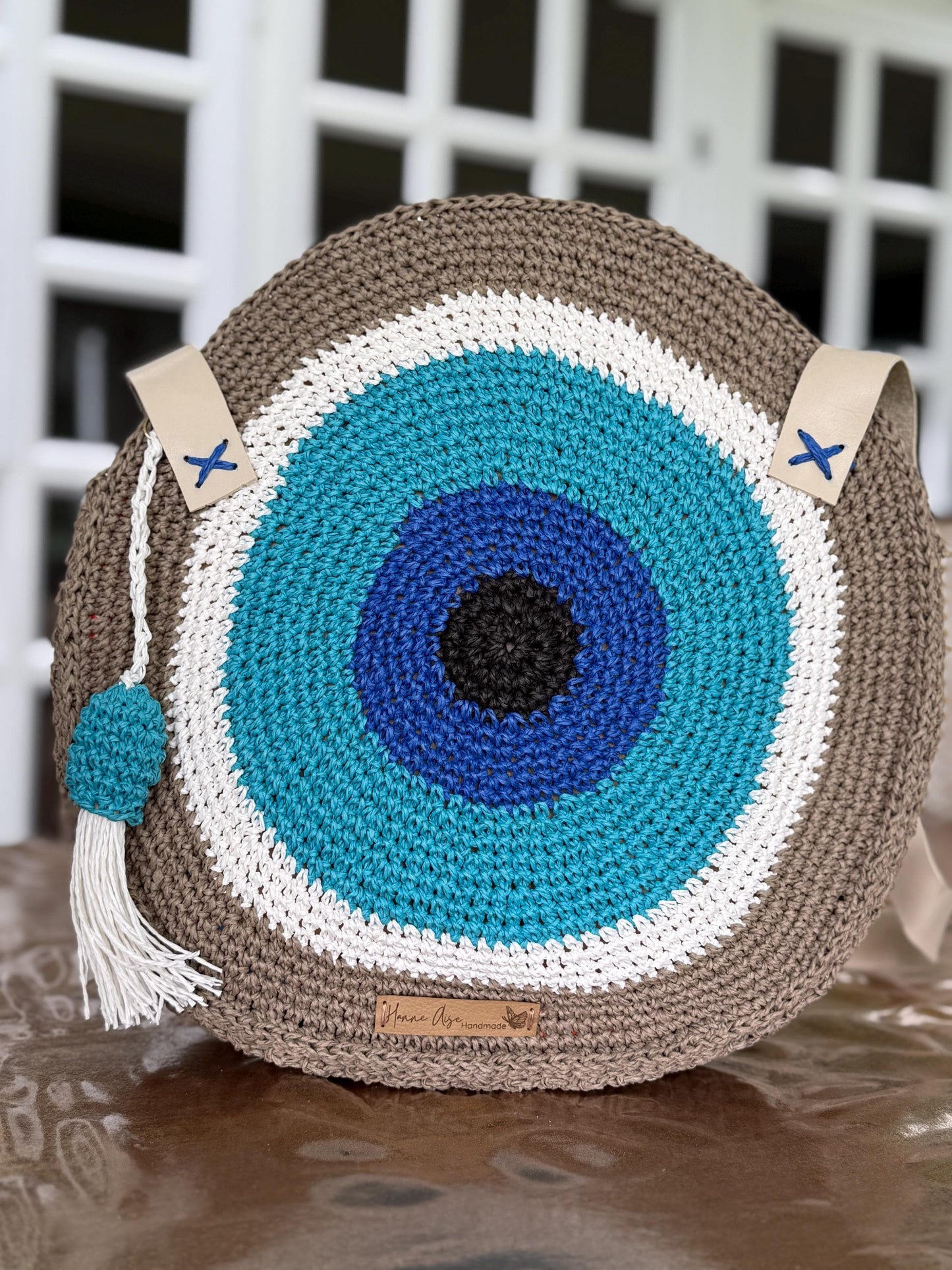 Handmade Crochet Evil Eye Shoulder Bag – Boho Style, Unique Gift for Her,Boho Nazar Protection Tote