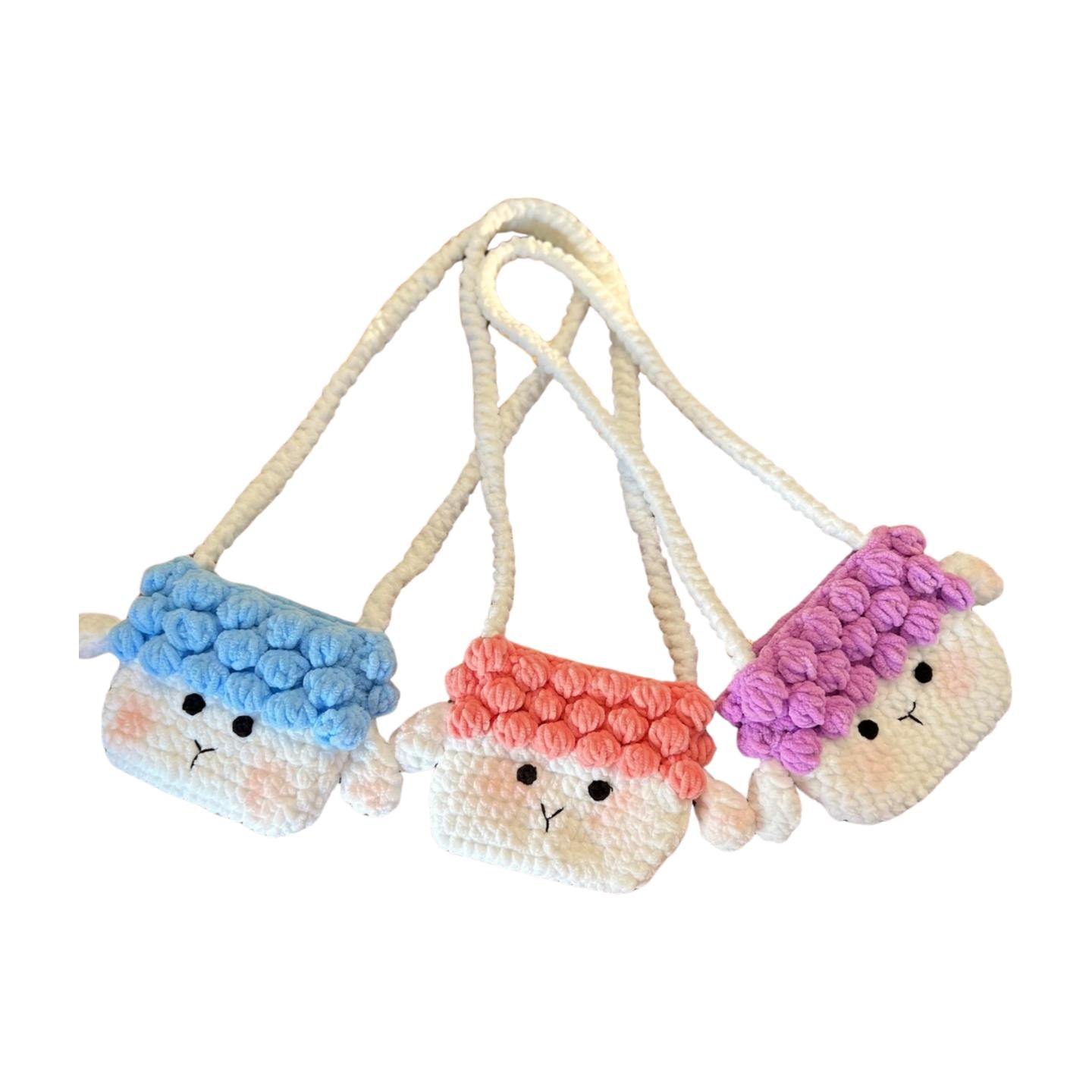 Handmade Crochet Little Lamb Bag for Kids,Cute Crossbody Purse, Toddler Gift,Plush Bag with Strap, Kawaii Bag,Gift for Girls,Gift for Kids