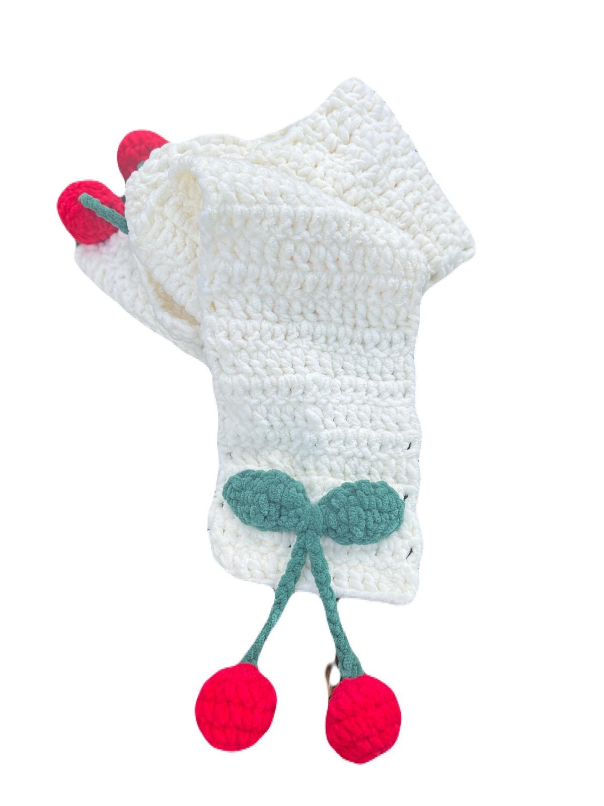 Fluffy Scarf,Strawberry Scarf,Cloud Scarf,Daisy Scarf,Cherry Scarf,Tulip Scarf,Bow Scarf,Handmade Crochet Scarf,Gift Scarf