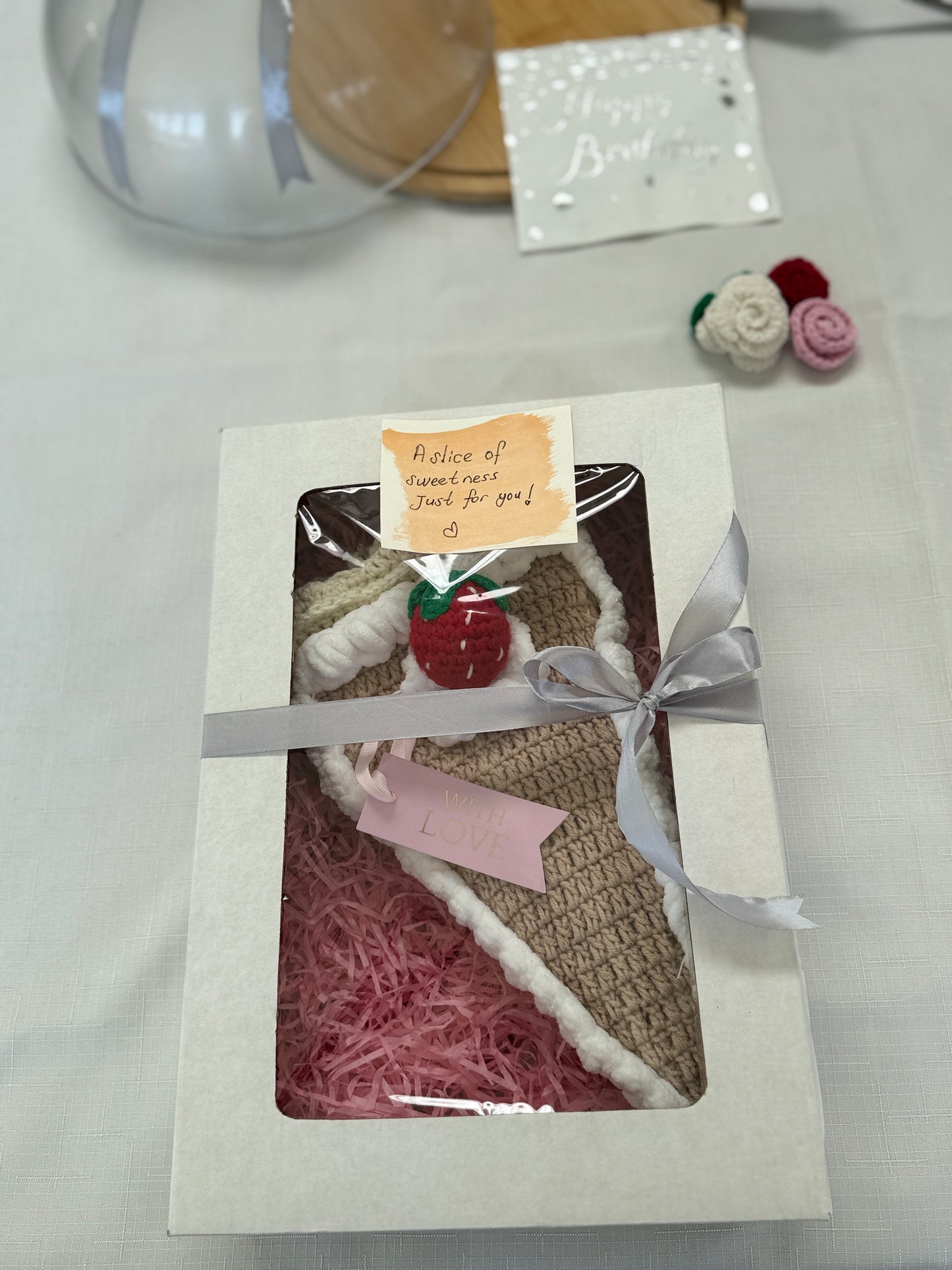 Crochet Cake Slice Blanket – Handmade Gift | 3 Sizes | 4 Toppings | Free Gift Packaging