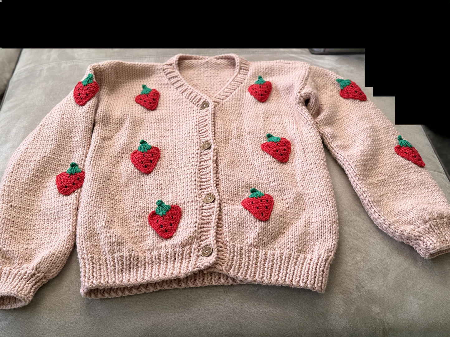 Strawberry Cardigan,Handmade Cardigan,Trendy Cardigan,Gift for Girlfriend Wife,Birthday Gift,Fashion Cardigan