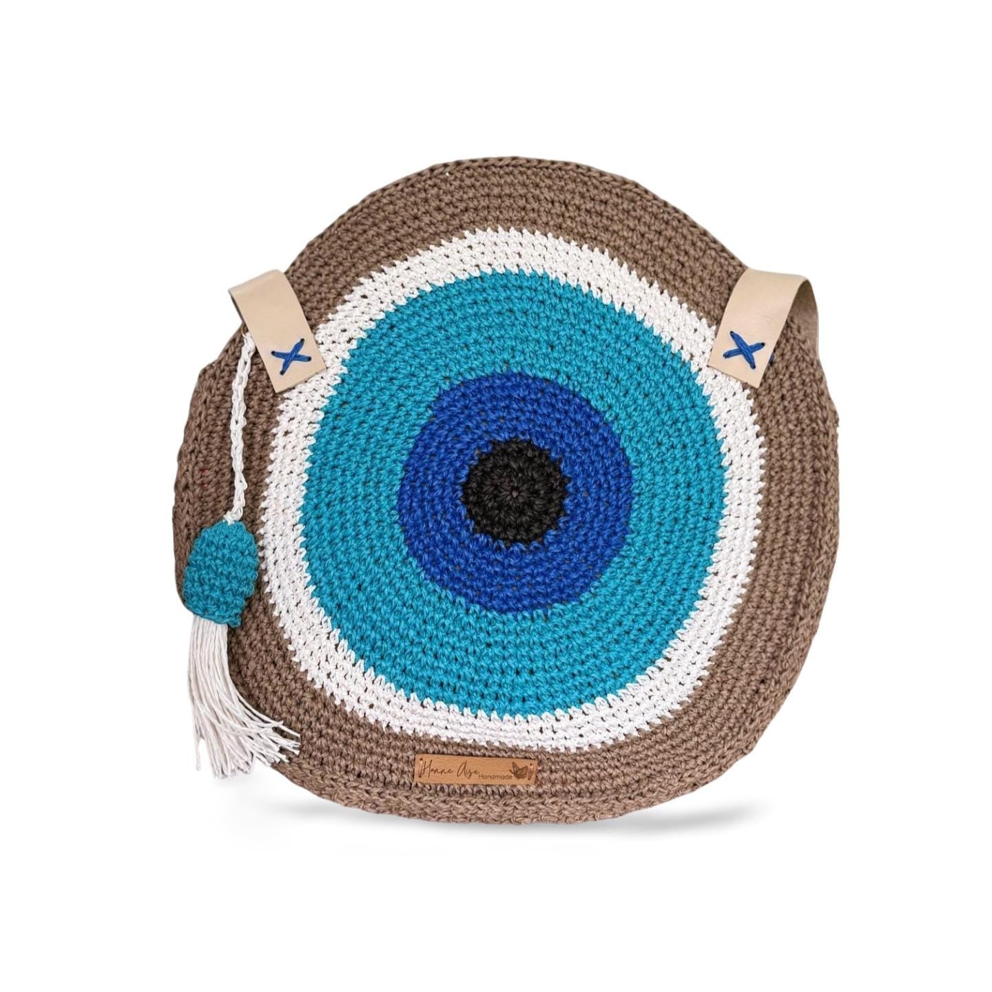 Handmade Crochet Evil Eye Shoulder Bag – Boho Style, Unique Gift for Her,Boho Nazar Protection Tote