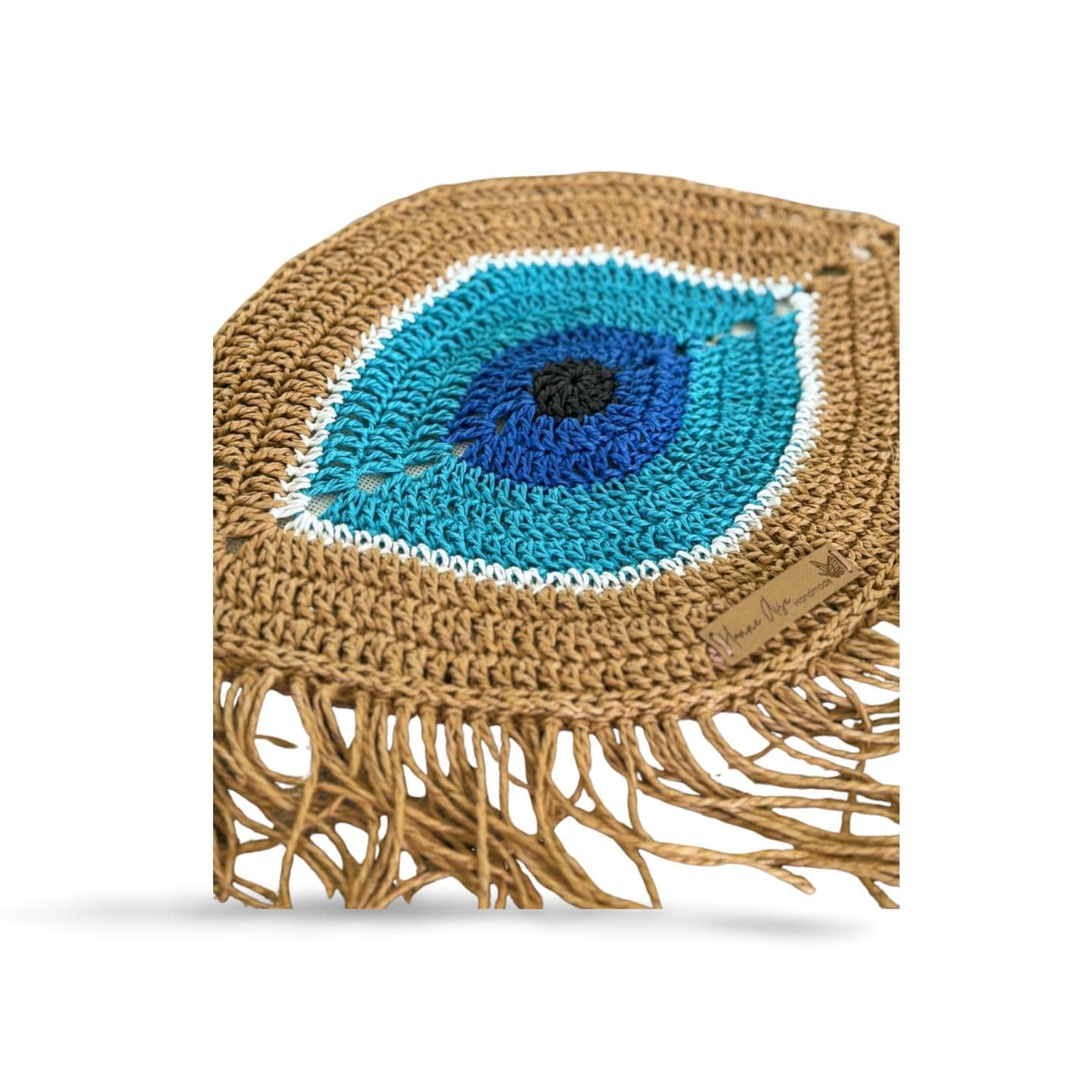 Crochet Evil Eye Crossbody Bag - Handmade Boho Rafia Handbag,Christmas Gift