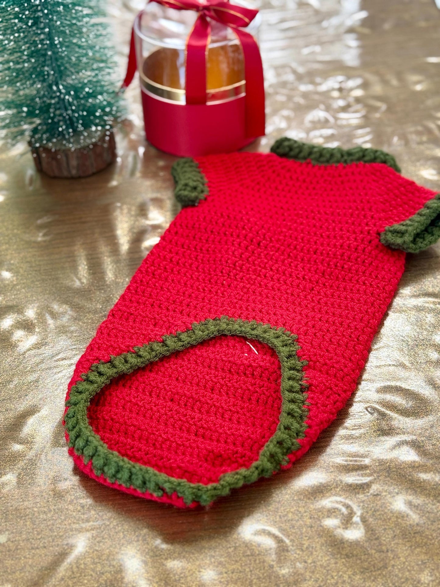 Handmade Crochet Christmas Dog Sweater: Holiday Santa Outfit-Pet Costume