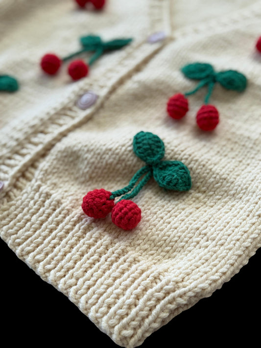 Cherry Cardigan,Handmade Cardigan,Trendy Cardigan,Gift for Girlfriend Wife,Birthday Gift,Fashion Cardigan