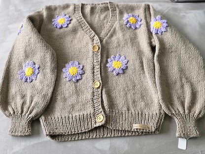 Handmade Flower Cardigan Purple Flowers SA