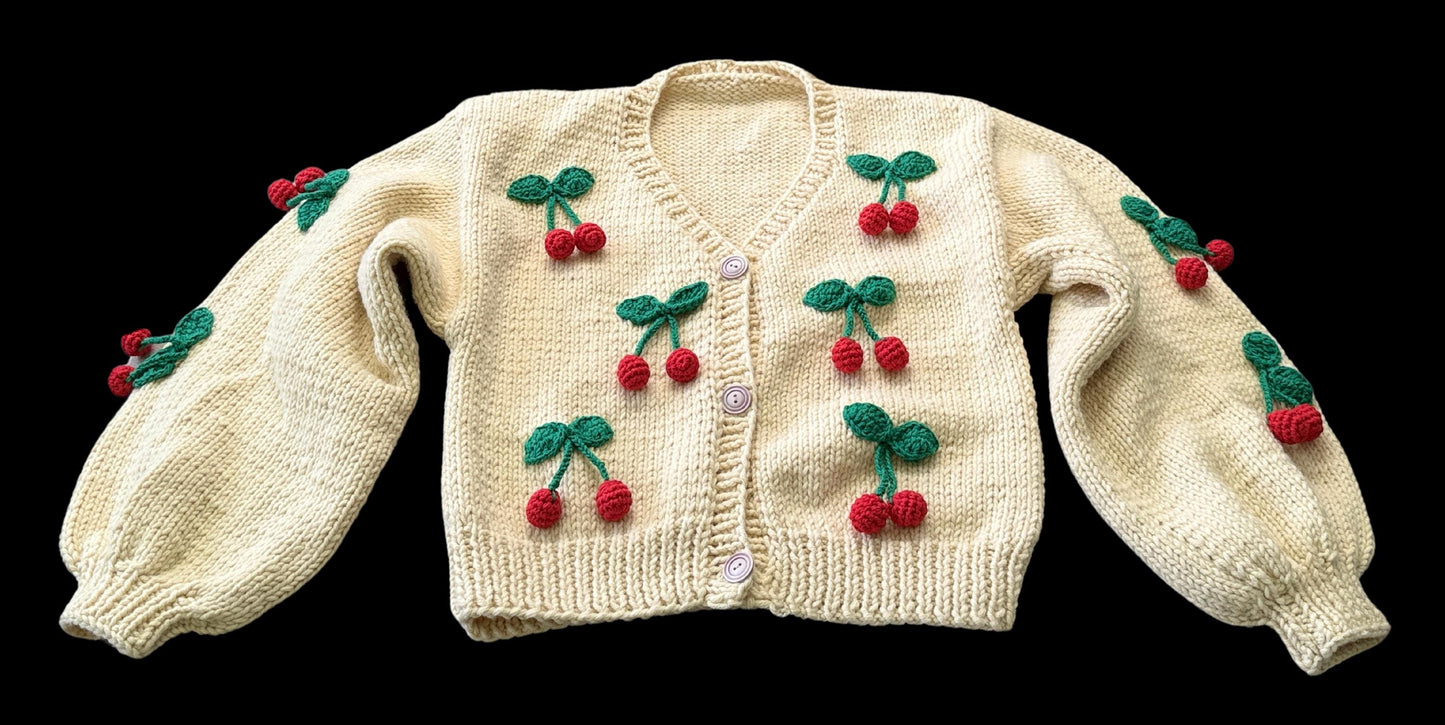 Cherry Cardigan,Handmade Cardigan,Trendy Cardigan,Gift for Girlfriend Wife,Birthday Gift,Fashion Cardigan