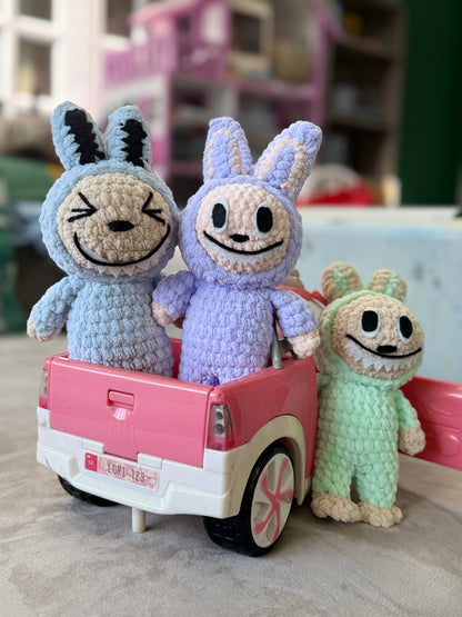 Crochet Labubu Plushie: Handmade Velvet Yarn Stuffed Animal SA