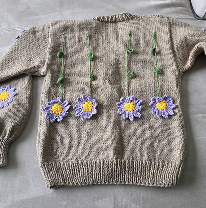Handmade Flower Cardigan Purple Flowers SA