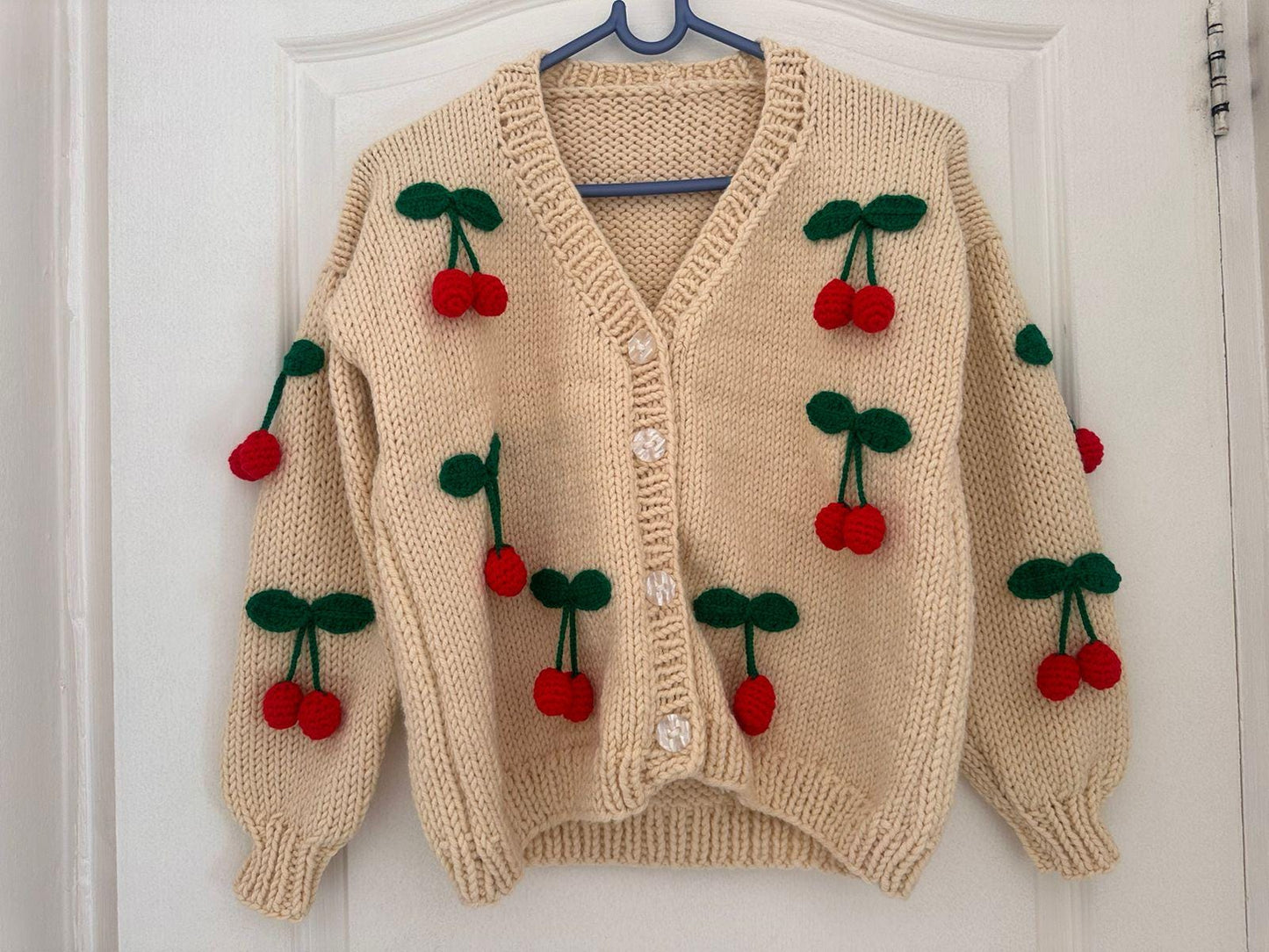 Cherry Cardigan,Handmade Cardigan,Trendy Cardigan,Gift for Girlfriend Wife,Birthday Gift,Fashion Cardigan