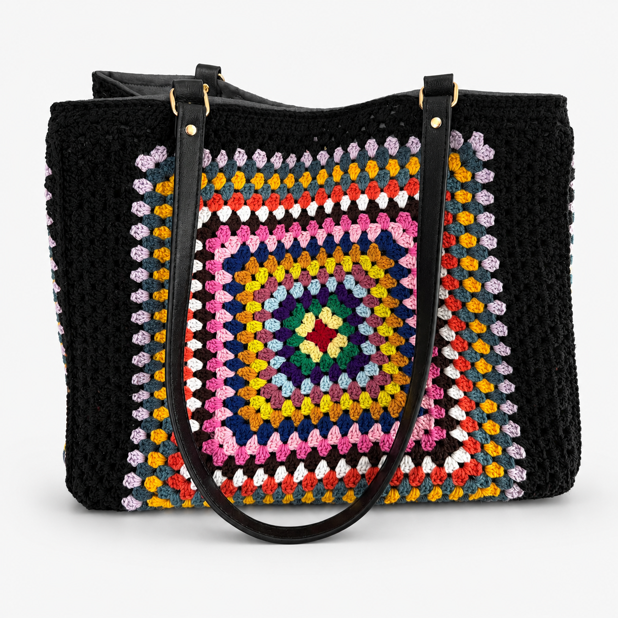 Large granny square crochet carryall bag for travel, gym, picnic and everyday use