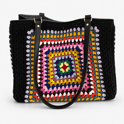 Large granny square crochet carryall bag for travel, gym, picnic and everyday use