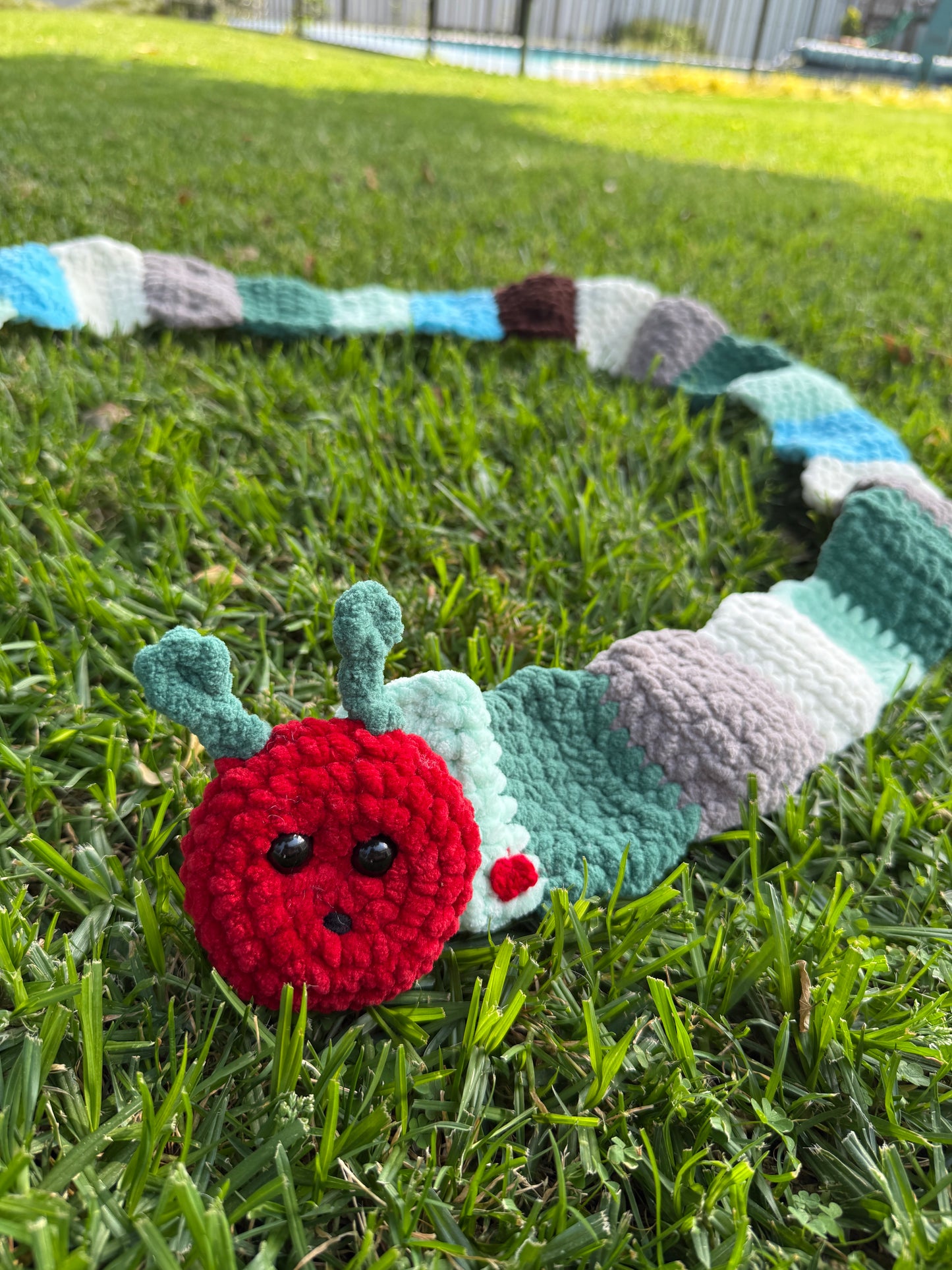 Crochet Caterpillar Scarf – Plush Velvet, Custom Colors