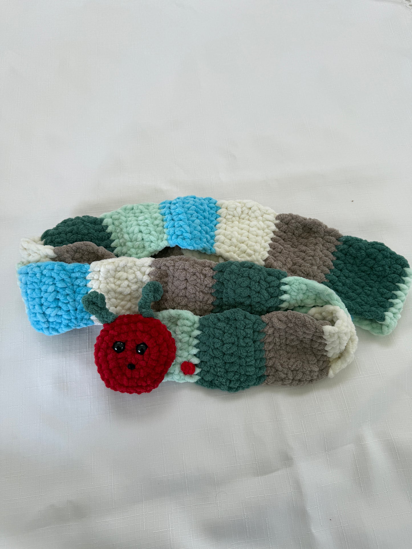 Crochet Caterpillar Scarf – Plush Velvet, Custom Colors