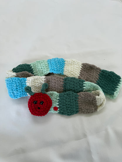 Crochet Caterpillar Scarf – Plush Velvet, Custom Colors
