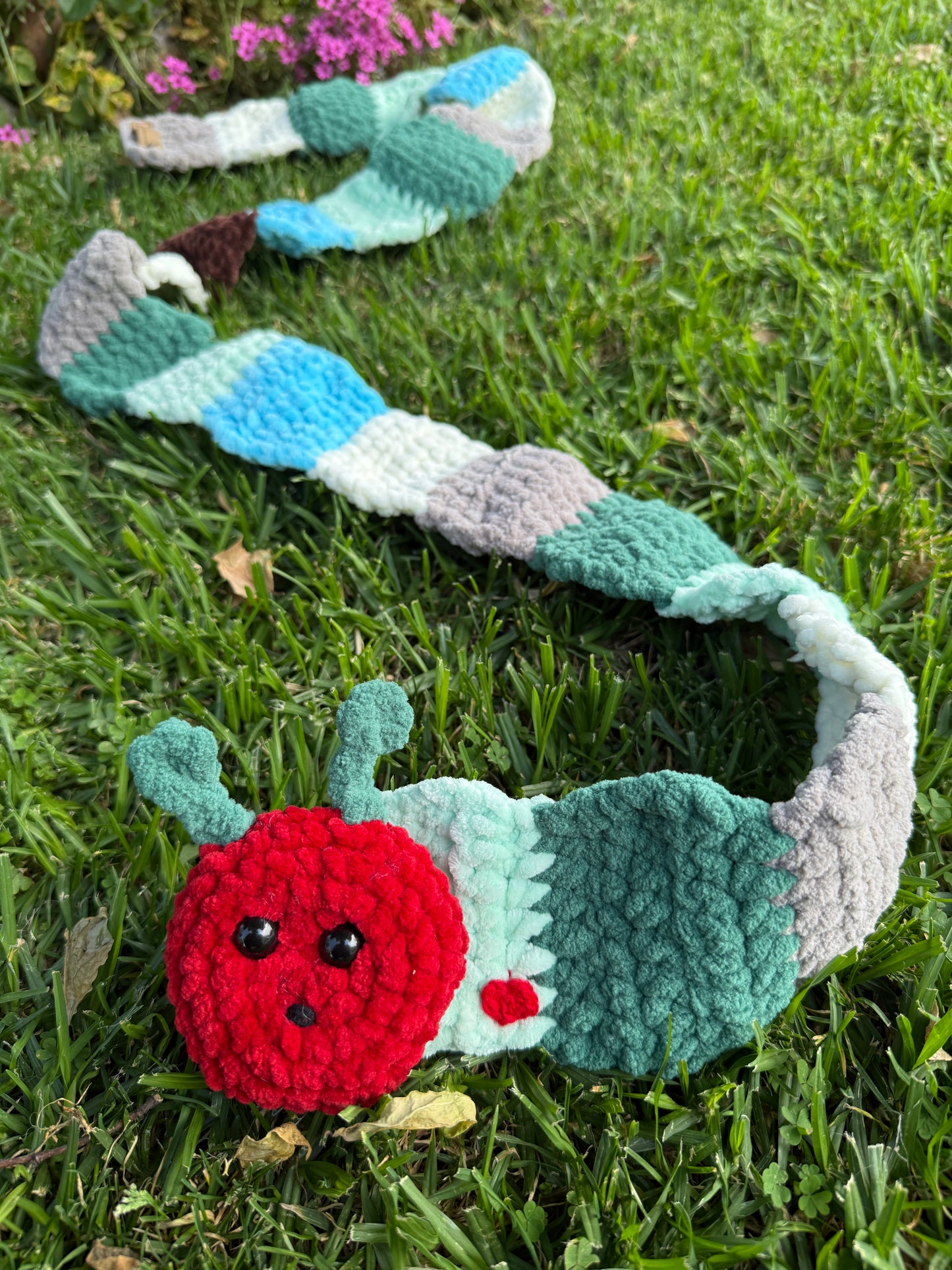 Crochet Caterpillar Scarf – Plush Velvet, Custom Colors