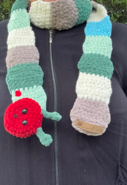Crochet Caterpillar Scarf – Plush Velvet, Custom Colors