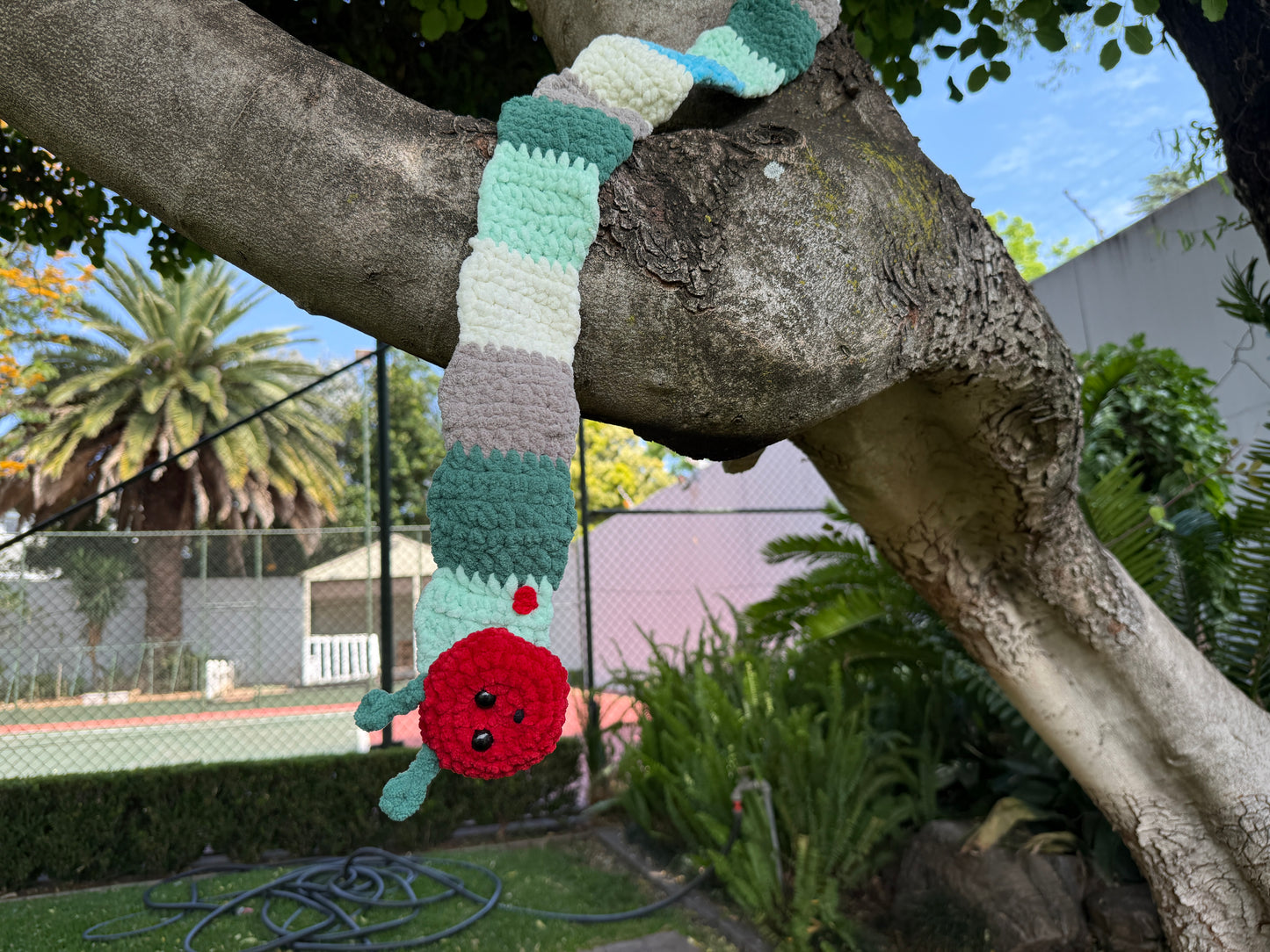 Crochet Caterpillar Scarf – Plush Velvet, Custom Colors