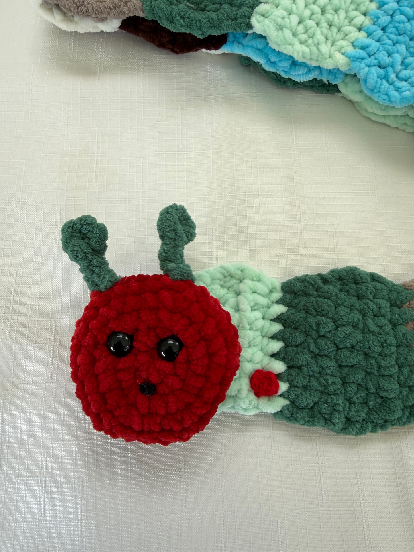 Crochet Caterpillar Scarf – Plush Velvet, Custom Colors