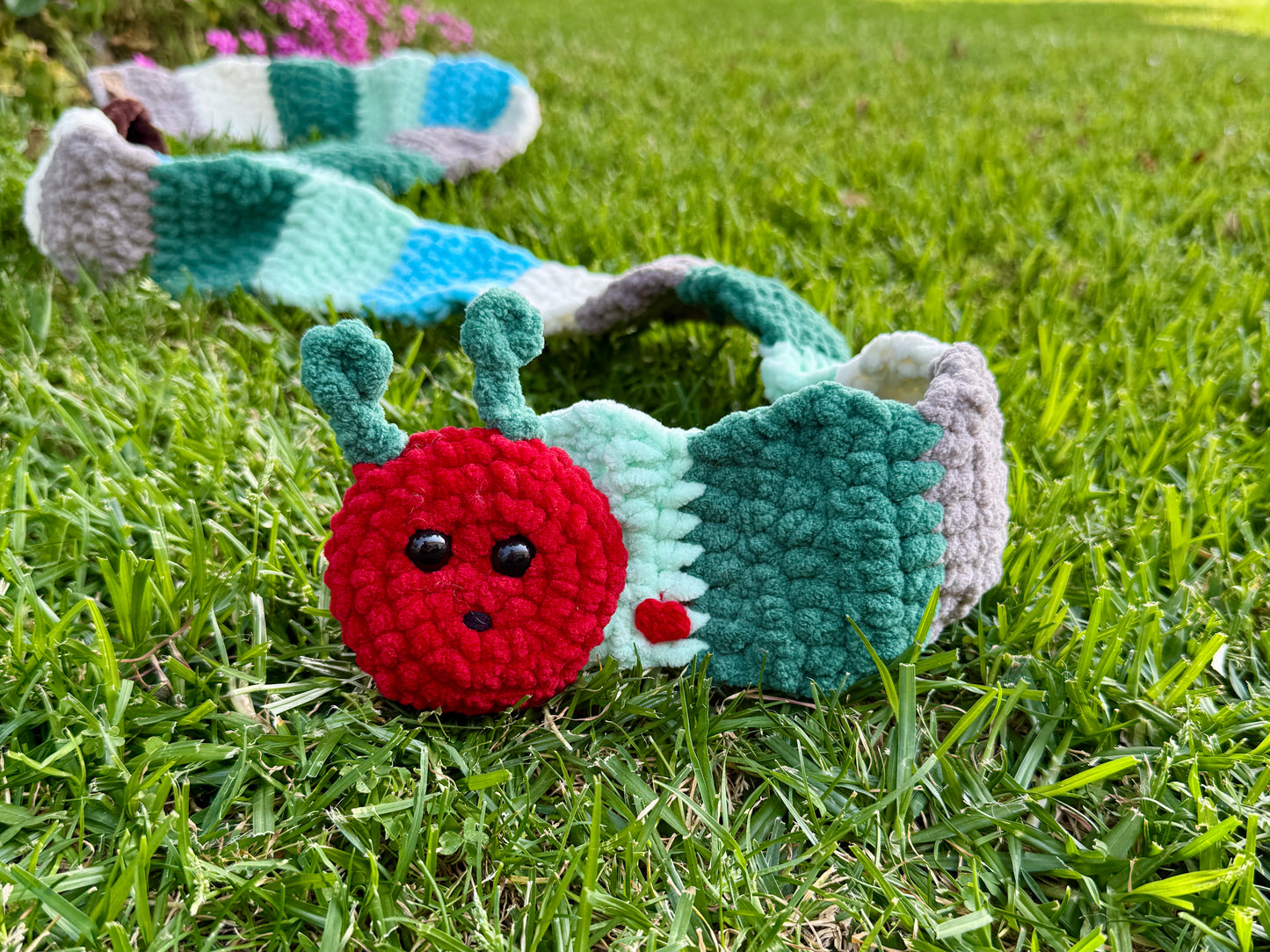 Crochet Caterpillar Scarf – Plush Velvet, Custom Colors