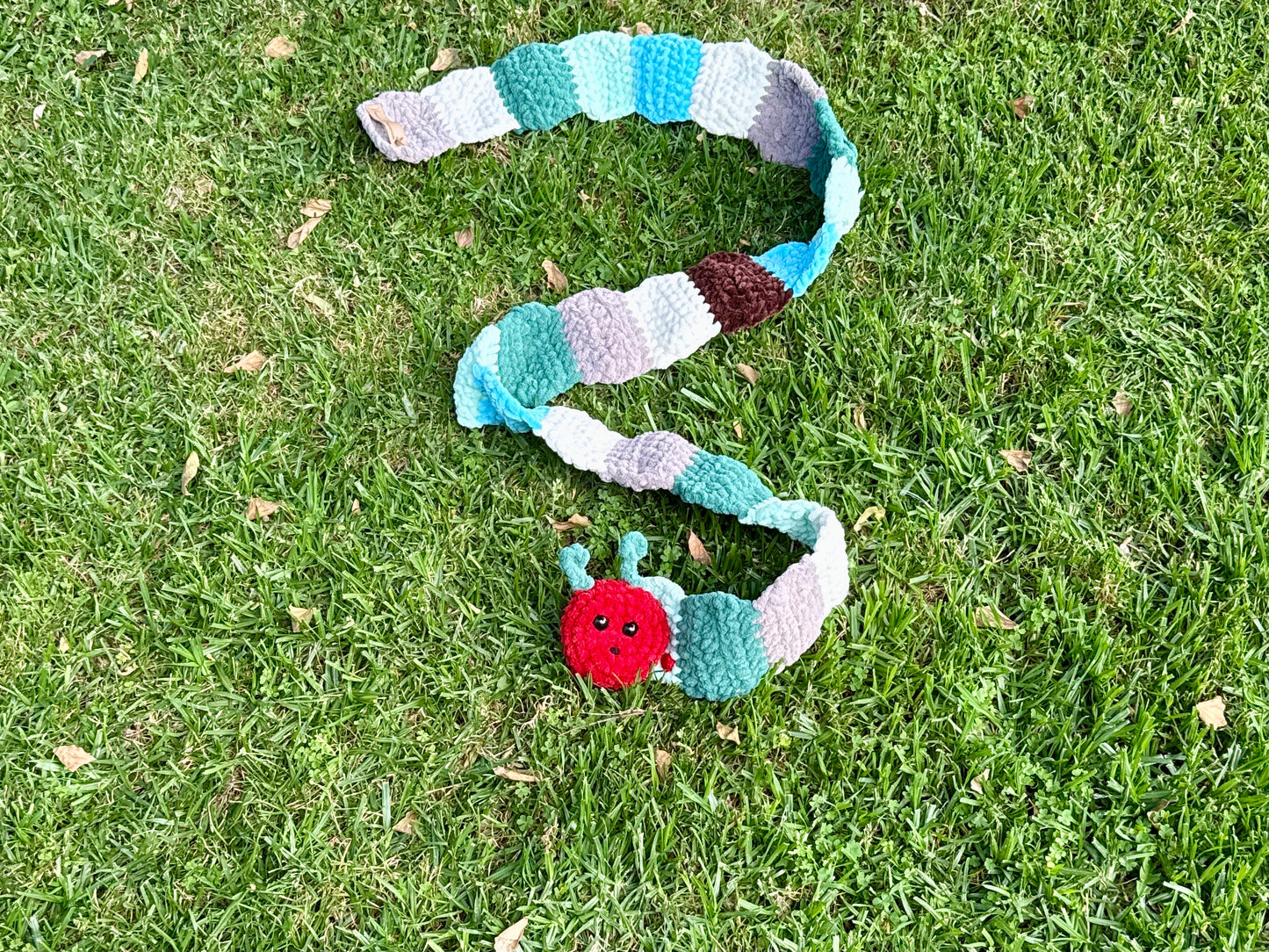 Crochet Caterpillar Scarf – Plush Velvet, Custom Colors