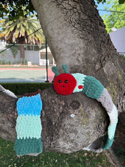 Crochet Caterpillar Scarf – Plush Velvet, Custom Colors