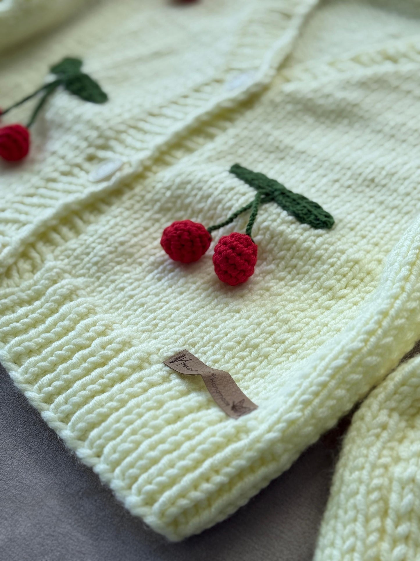 Cherry Cardigan,Handmade Cardigan,Trendy Cardigan,Gift for Girlfriend Wife,Birthday Gift,Fashion Cardigan