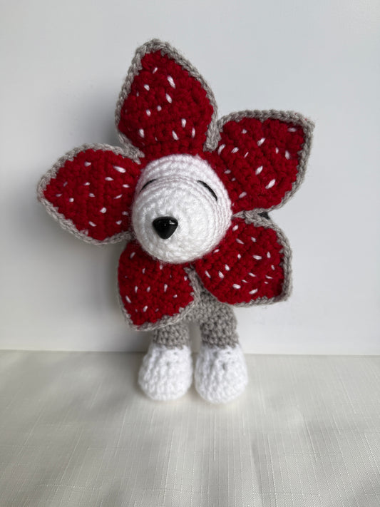 Demogorgon & Snoopy Inspired Crochet Flower Plush – Handmade Stranger Things Style Doll
