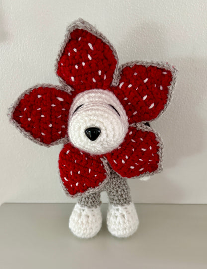Demogorgon & Snoopy Inspired Crochet Flower Plush – Handmade Stranger Things Style Doll