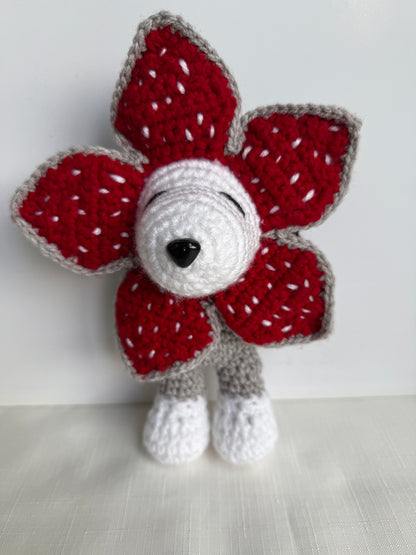 Demogorgon & Snoopy Inspired Crochet Flower Plush – Handmade Stranger Things Style Doll