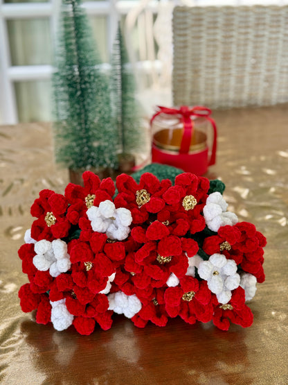 Personalized Christmas Crochet Flower Bouquet Blanket-Handmade Cozy Holiday Decor SA