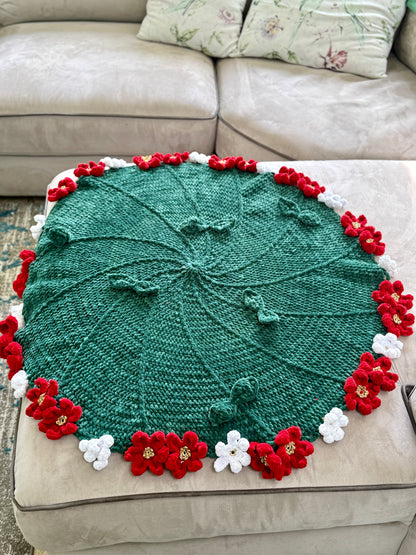 Personalized Christmas Crochet Flower Bouquet Blanket-Handmade Cozy Holiday Decor SA