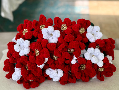 Personalized Christmas Crochet Flower Bouquet Blanket-Handmade Cozy Holiday Decor SA
