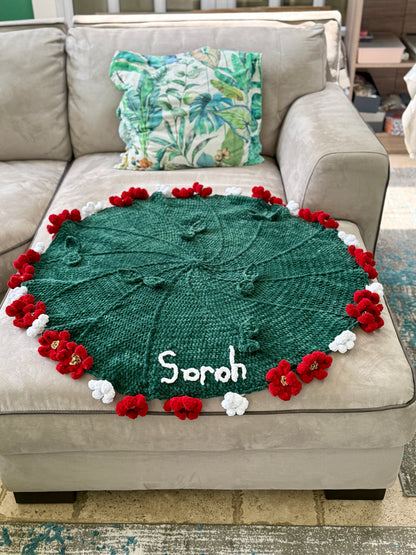 Personalized Christmas Crochet Flower Bouquet Blanket-Handmade Cozy Holiday Decor SA