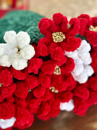 Personalized Christmas Crochet Flower Bouquet Blanket-Handmade Cozy Holiday Decor SA
