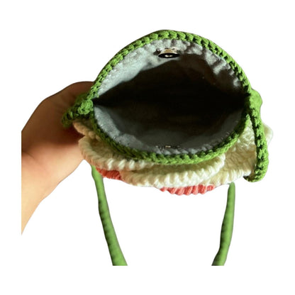 Handmade Crochet 3D Rose Handbag - Christmas Gift for Girls