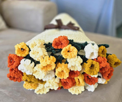 Handmade Crochet Flower Blanket: 3D Floral Bouquet Throw,Gift for Her, Unique Home Decor, Up to 200 cm Sizes Available,Christmas Gift