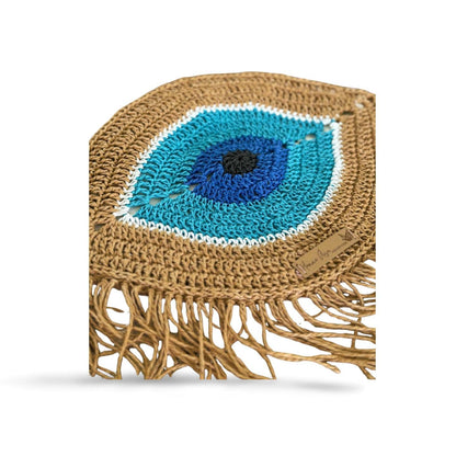 Crochet Evil Eye Crossbody Bag - Handmade Boho Rafia Handbag,Christmas Gift