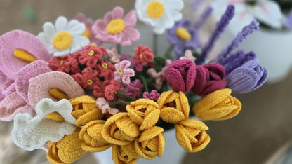 Handmade Crochet Flowers: Unique Home Decor Arrangement