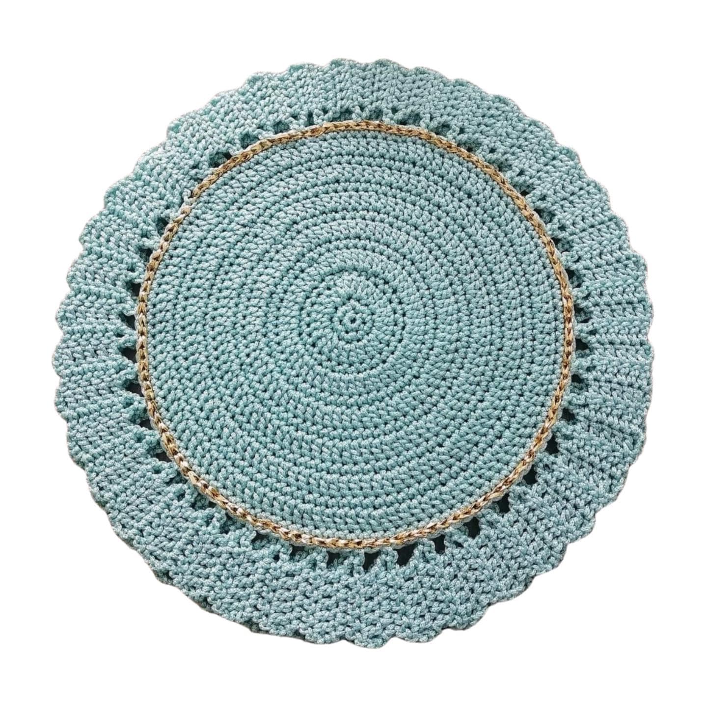 Crochet Placemat & Napkin Ring Set (Set of 6) - Boho Farmhouse Table Decor
