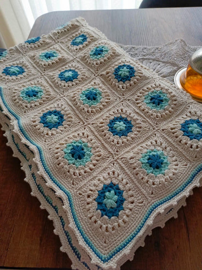 Handmade Crochet Cotton Blanket: Boho Granny Square Throw