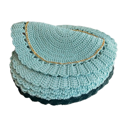 Crochet Placemat & Napkin Ring Set (Set of 6) - Boho Farmhouse Table Decor