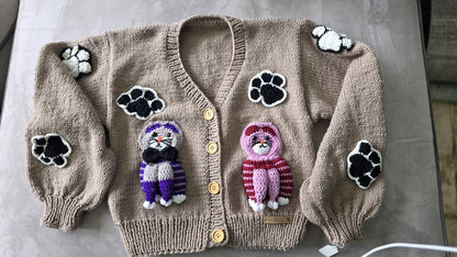 Handmade Cat Cardigan: Trendy Knit Fashion,Unique Christmas gift for cat lovers