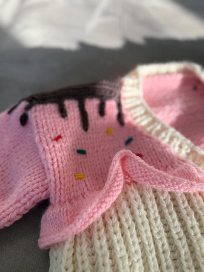 Handmade Kids Cupcake Knit Cardigan: Soft Yarn Sweater (Ages 1–3) Christmas Gift