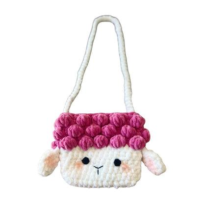 Crochet Lamb Crossbody Bag: Handmade Plush Purse for Toddlers